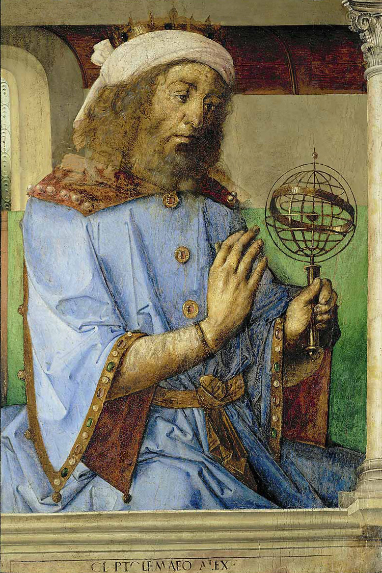 Ptolemy_1476_with_armillary_sphere_model